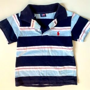 Boys polo shirt in Red/white/blue in size M/15 mos toddler.